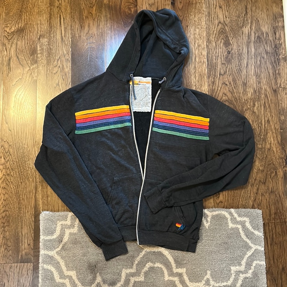 Size Large used Aviator Nation zip up. Came pre distressed!